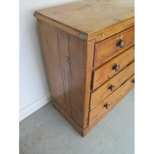 58 - A Victorian stripped pine 5 drawer chest, 97cm tall x 105cm x 49cm