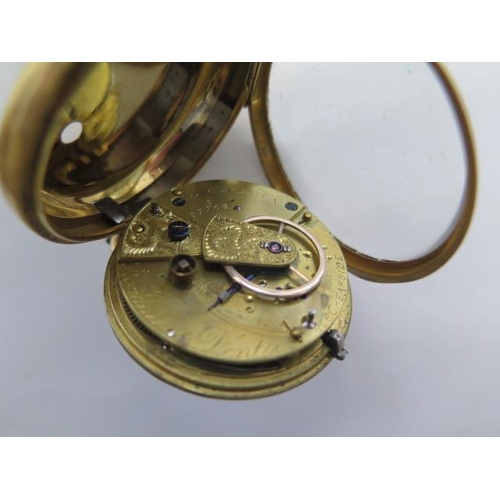 664 - An 18ct yellow gold key wind pocket watch by Kendall & Dent, London, 50mm case, total weight approx ... 