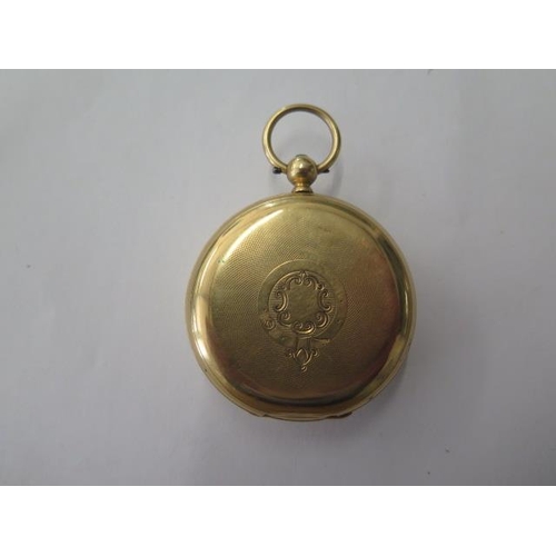 664 - An 18ct yellow gold key wind pocket watch by Kendall & Dent, London, 50mm case, total weight approx ... 