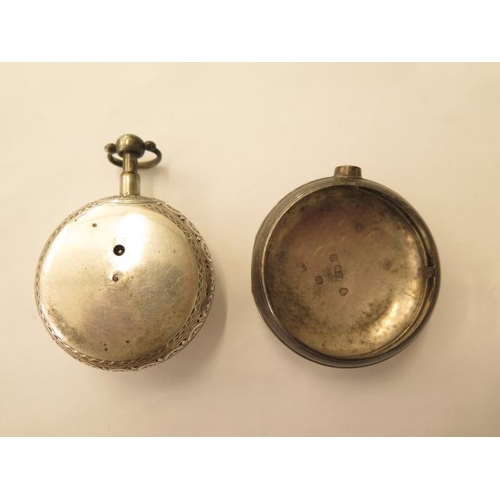 672 - A good quality silver pair cased pocket watch with verge escapement by James Street, London, number ... 