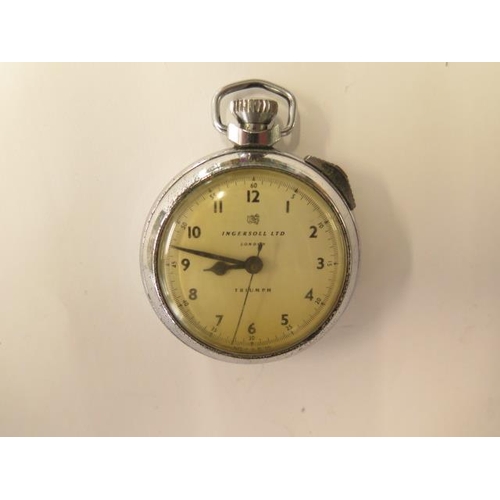 677 - An Ingersoll Ltd London Triumph top wind pocket watch with stopwatch function, 50mm case, running, h... 