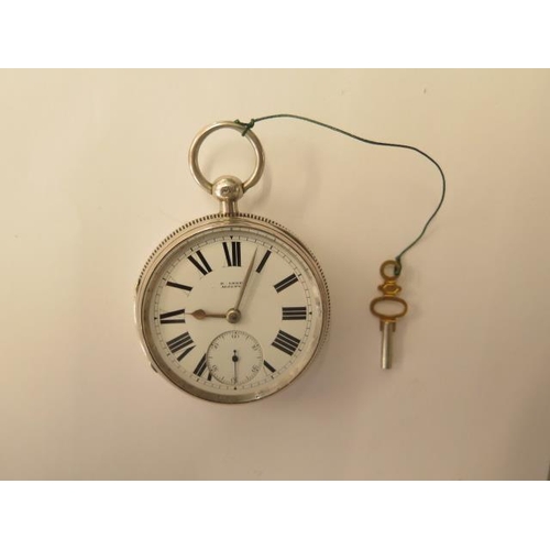 678 - A silver key wind pocket watch London 1879, the dial signed B.Leefe Malton, chain driven fusee movem... 