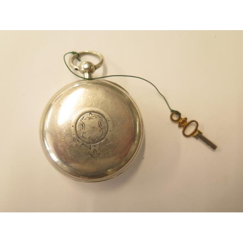 678 - A silver key wind pocket watch London 1879, the dial signed B.Leefe Malton, chain driven fusee movem... 