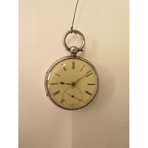 679 - A silver pocket watch, Chester 1851, key wind, 50mm case, John Farnworth Liverpool, chain driven fus... 