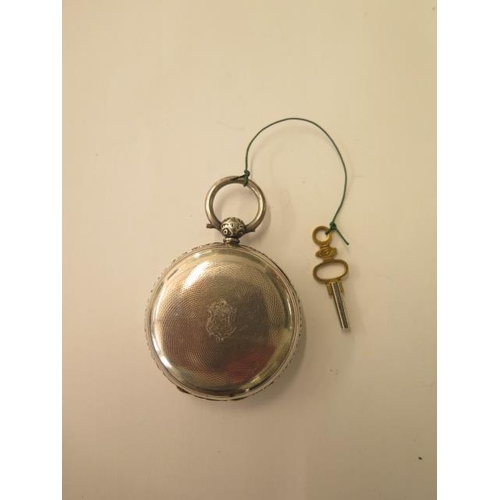 679 - A silver pocket watch, Chester 1851, key wind, 50mm case, John Farnworth Liverpool, chain driven fus... 