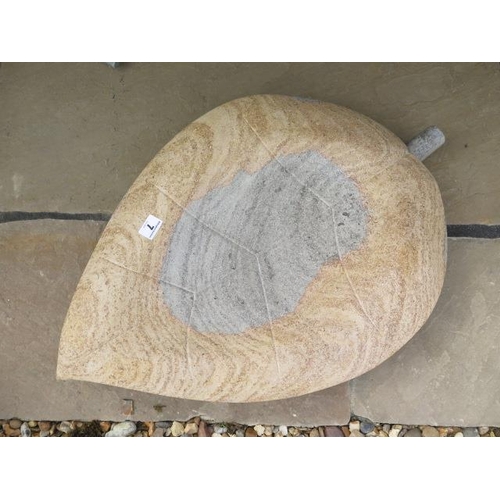 7 - A hand carved leaf bird bath carved from Ancaster weatherbed limestone, 9cm tall x 67cm x 43cm wide,... 