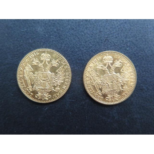 701 - Two 1915 Kaiser Franz-Josef fine gold Ducat coins, total weight 7 grams