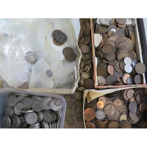 705 - A collection of assorted coins including 1920 to 1947 half silver coins, approx 54 troy oz, and pre-... 