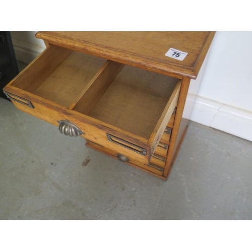 75 - An oak 6 drawer collectors cabinet, 46cm tall x 32cm x 24cm, with a good light oak colour