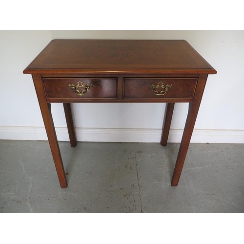 83 - A new walnut two drawer side table on square chamfered legs, made by a local craftsman to a high sta... 