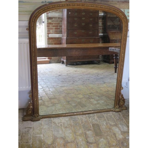 92 - A 19th century gilt overmantle mirror, 135cm x 134cm tall, some spotting to mirror plate and issues ... 