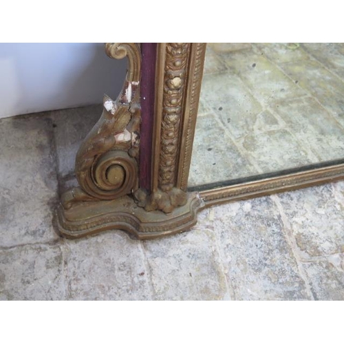 92 - A 19th century gilt overmantle mirror, 135cm x 134cm tall, some spotting to mirror plate and issues ... 