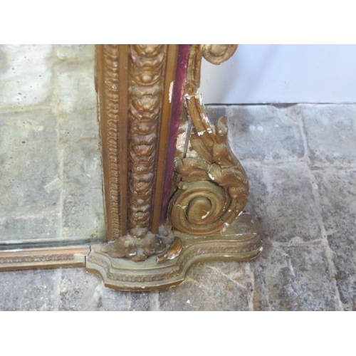 92 - A 19th century gilt overmantle mirror, 135cm x 134cm tall, some spotting to mirror plate and issues ... 