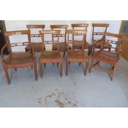 96 - Eight East Anglian ash and elm solid seated kitchen chairs including two carvers, all a good colour,... 