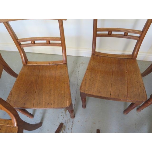 96 - Eight East Anglian ash and elm solid seated kitchen chairs including two carvers, all a good colour,... 