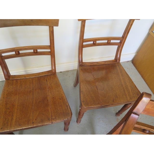 96 - Eight East Anglian ash and elm solid seated kitchen chairs including two carvers, all a good colour,... 