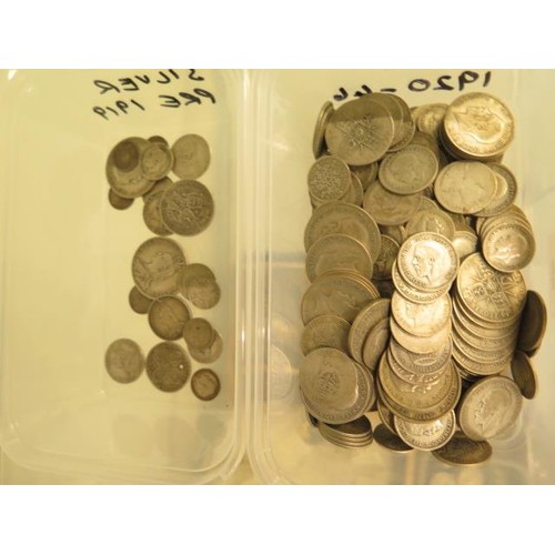 704 - A collection of 1920-1946 half silver British coins, approx 37 troy oz, and a small collection of pr... 