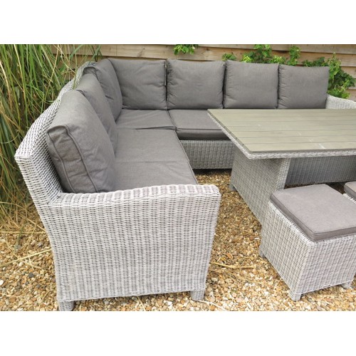 22 - A Kettler Palma Corner Casual dining set with six seater corner sofa and 4 stools , all with cushion... 