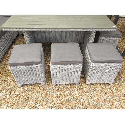 22 - A Kettler Palma Corner Casual dining set with six seater corner sofa and 4 stools , all with cushion... 