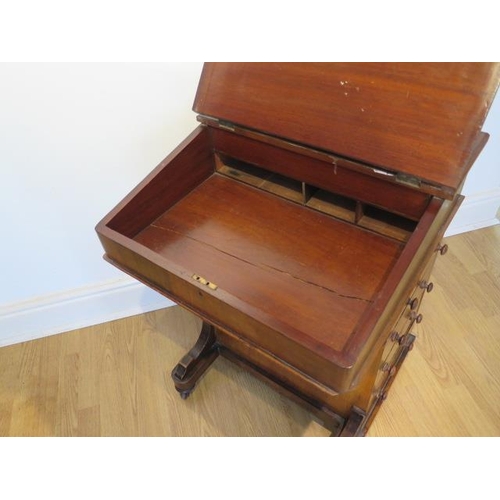 51 - A Victorian inlaid walnut 4 drawer Davenport desk in need of  restoration missing back foot, 81cm ta... 