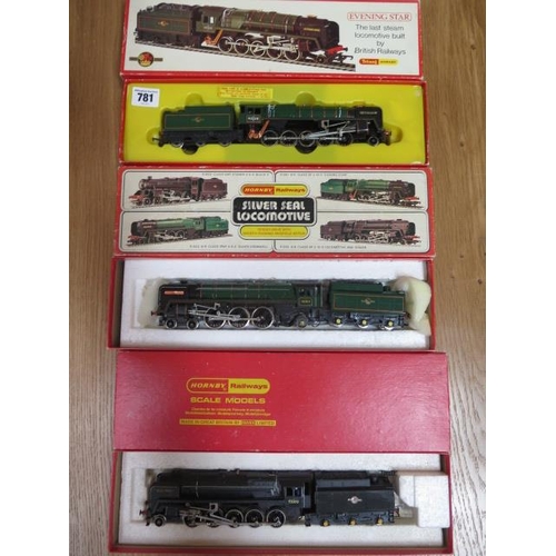 781 - 3 Hornby 00 gauge locomotives Oliver Cromwell, Evening Star and Black Prince, all boxed