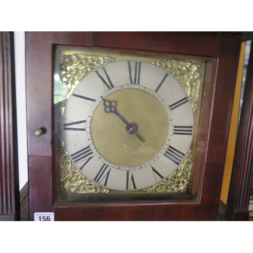 156 - A 30 hour longcase clock movement striking on a bell with a 10
