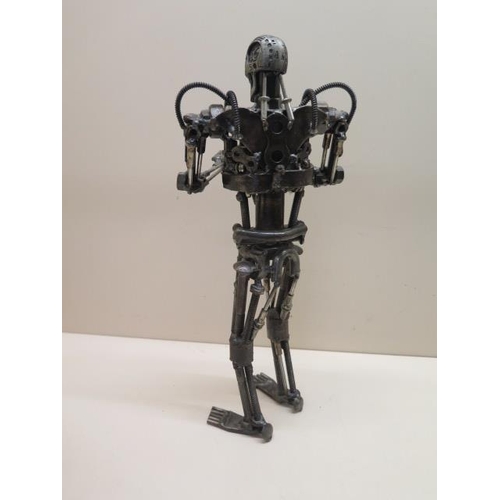 286 - A scratch built metal figure of The Terminator, using nuts, bolts etc, 32cm tall