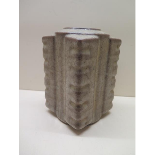 289 - A Chinese square crackle glaze vase, 19cm tall, in good condition
