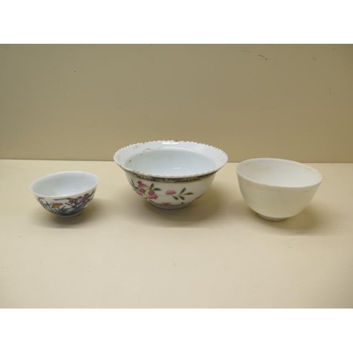 295 - Three Chinese bowls, largest 5.5cm x 12cm, all good condition