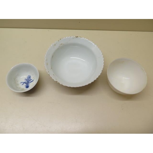 295 - Three Chinese bowls, largest 5.5cm x 12cm, all good condition