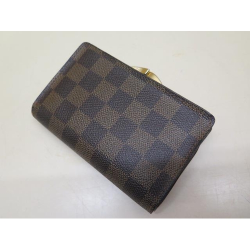 337 - A Louis Vuitton Damier Ebene purse, 13cm x 9cm, minor marks generally good