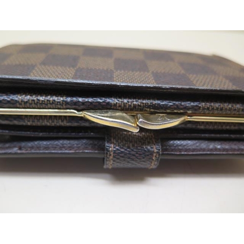 337 - A Louis Vuitton Damier Ebene purse, 13cm x 9cm, minor marks generally good