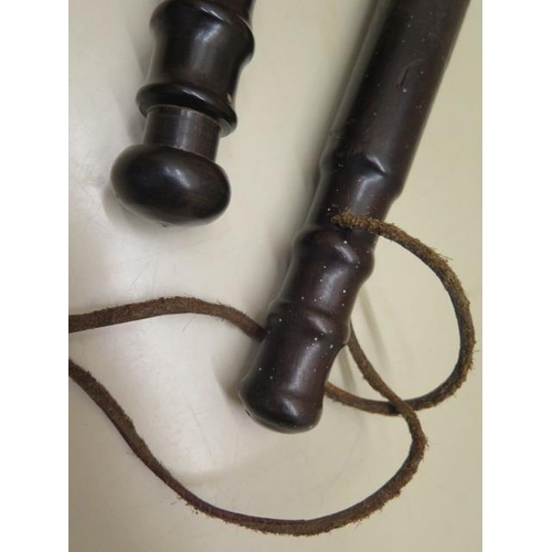 338 - Two decorated truncheons, one with General Strike 1926, 38cm and 36cm, please see images for conditi... 