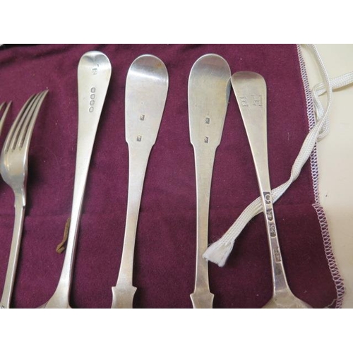 414 - A collection of assorted silver flatware, assorted dates and makers, and assorted steel knives, tota... 