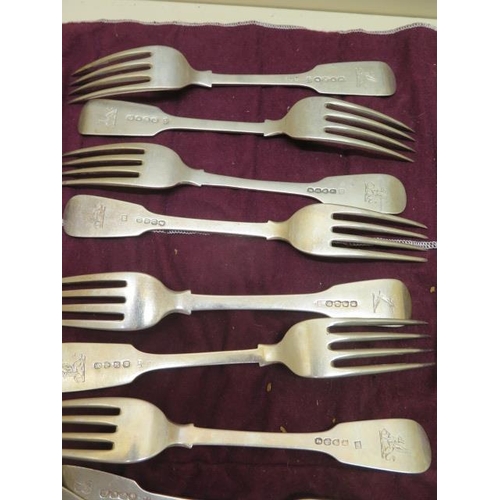 414 - A collection of assorted silver flatware, assorted dates and makers, and assorted steel knives, tota... 