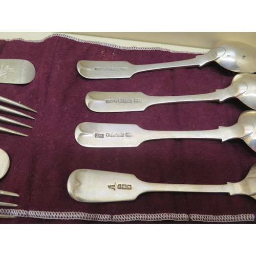 414 - A collection of assorted silver flatware, assorted dates and makers, and assorted steel knives, tota... 