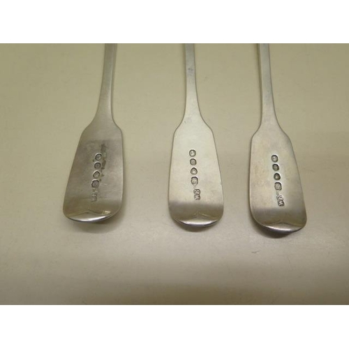 417 - A set of 3 fiddle pattern table spoons, London 1843 WE, monogram, good condition, approx 7 troy oz