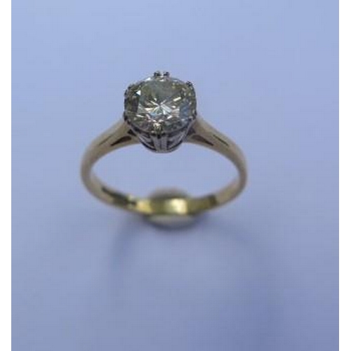 483 - A hallmarked 18ct yellow gold diamond solitaire ring, the brilliant cut diamond approx 1.20ct, diamo... 