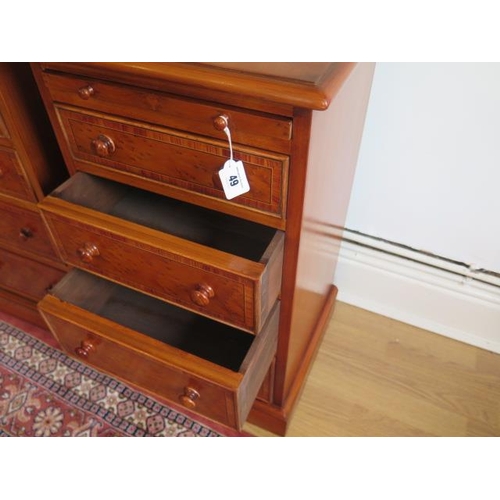 49 - A pair of yew wood veneer bedside 4 drawer chests with a slide made by a local craftsman to a high s... 