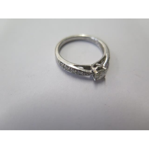 507 - A 9ct white gold diamond ring, total diamonds approx 0.50ct, size K, approx 2.4 grams, in generally ... 