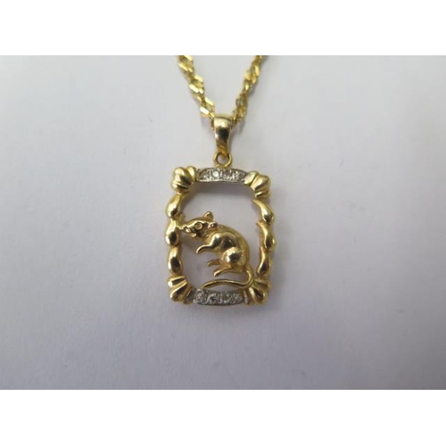 532 - An 850 yellow gold pendant and a 915 gold 46cm chain, both good, total weight approx 6.1 grams