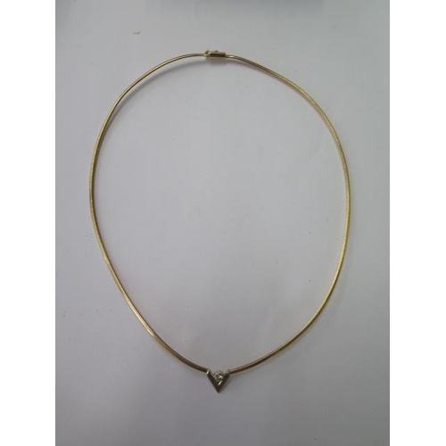 533 - An 18ct yellow and white gold diamond necklet, 43cm long, approx 14 grams, in good condition