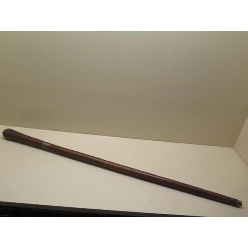 758 - An early 1900s Indian sword stick with leather grip and scabbard, blade length 53cm, total length 91... 