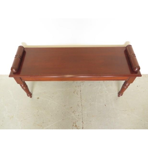 77 - A new Victorian style mahogany window / duet seat on turned legs, made by a local craftsman to a hig... 