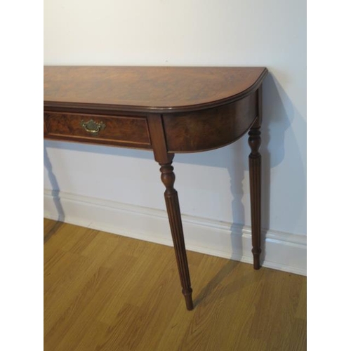 78 - A new walnut D shaped 2 drawer hall / side table, made by a local craftsman to a high standard, 76cm... 