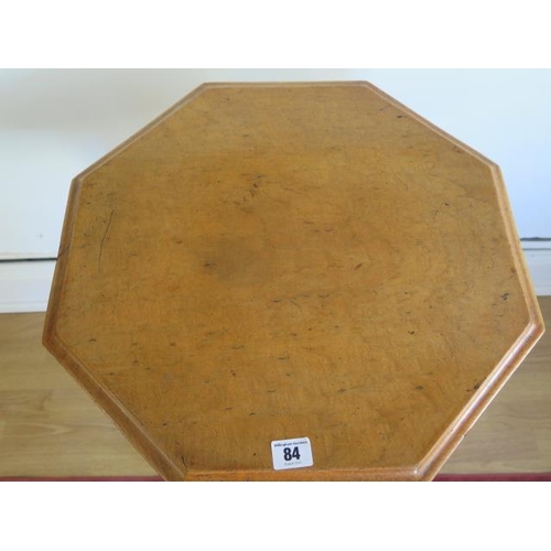 84 - A Victorian birch octagonal trumpet work box, 77cm tall x 46cm wide