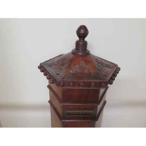 99 - A mahogany Victorian style country house desk letter / visiting card box, 55cm tall, made by a local... 