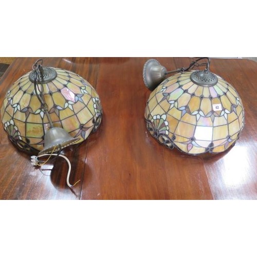 42 - A pair of Art Nouveau style hanging lamps, 38cm diameter