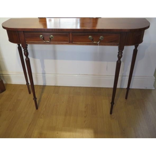 12 - A new D shaped hall / serving table with 2 drawers on turned legs, made by a local craftsman to a hi... 