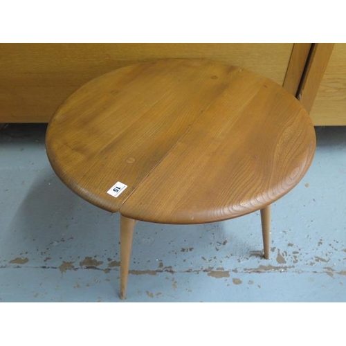 15 - An Ercol blonde elm drop leaf coffee table, 40cm tall x 61cm, good condition, minor marks